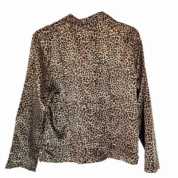Austin Clothing Co Satin Pajama Set Leopard Print Long Sleeves & Pants Sz LARGE - Picture 4 of 10